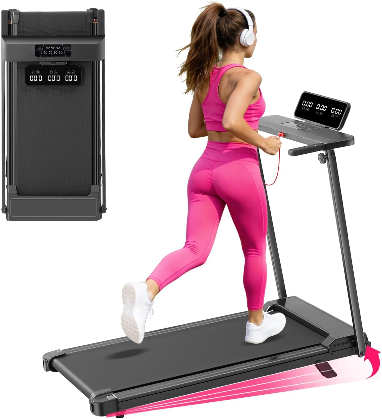 Electric Treadmills for Home Exercising, 0.6-10MPH Portable Treadmills for Home Small Spaces, 3.5HP Mini Treadmills with Handles